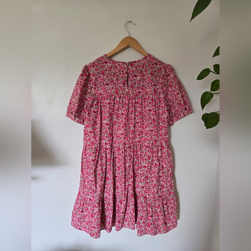 Hyacinth House Womens M Pink Floral Cotton Dress Short Sleeves Lightweight Lined - Picture 5 of 7